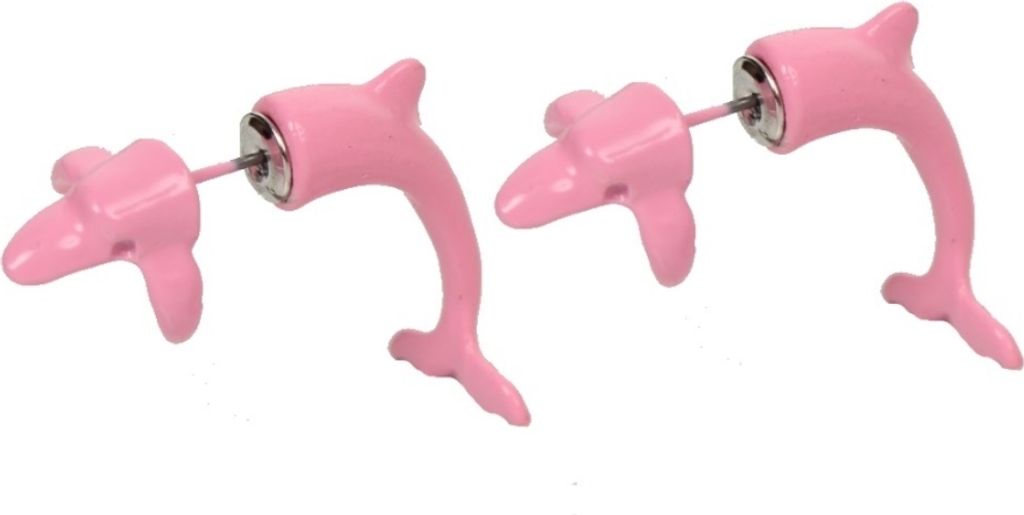 3D Delphin Ohrstecker Ohrringe in der Farbe rosa