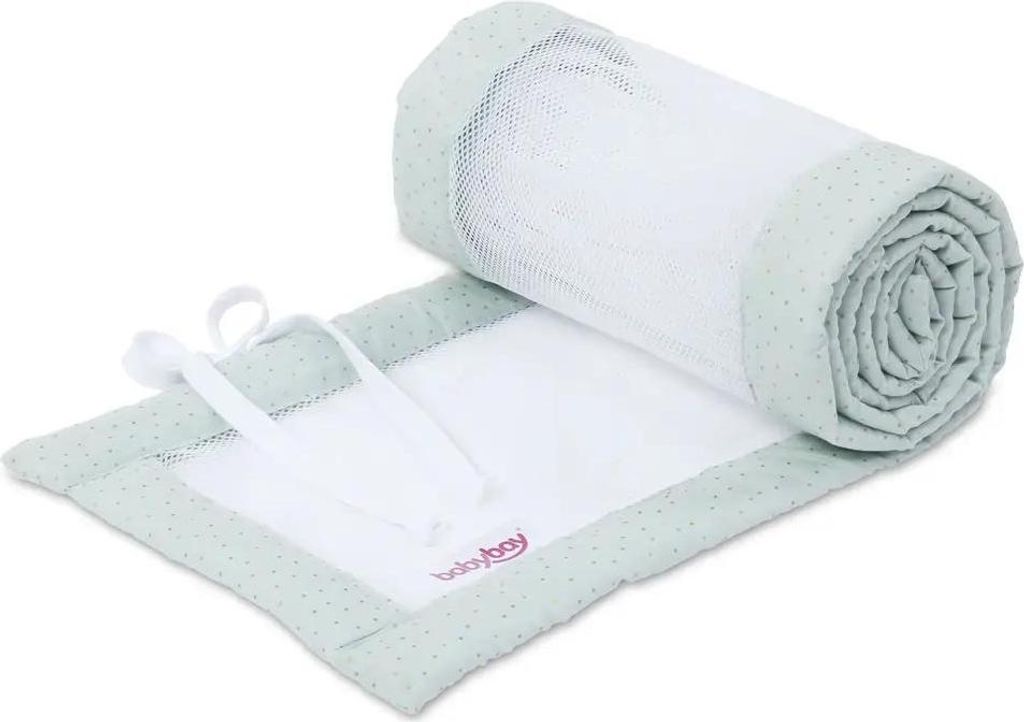 babybay Nestchen Mesh Royal passend für Modell Maxi, Boxspring, Comfort und Comfort Plus, mint Glitzerpunkte gold