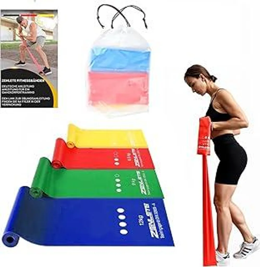 Set 4 Bande Elastiche Yoga e Pilates 2m - Flessibilità e Core Training - 1