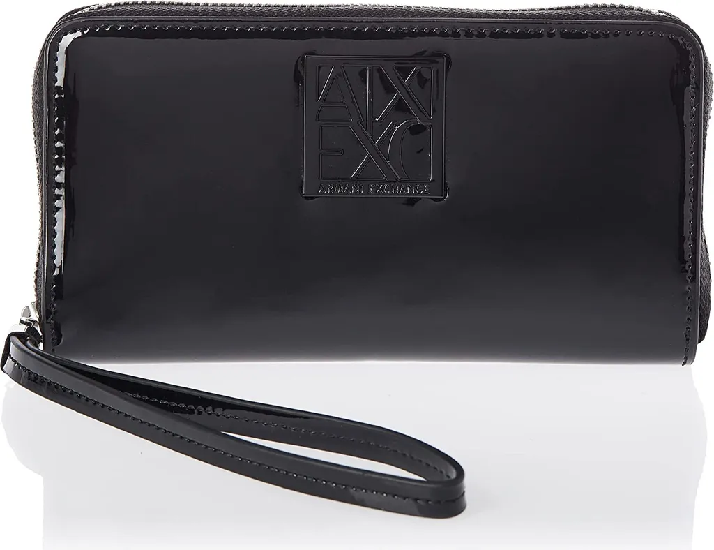 Portefeuille zippé Armani Exchange pour femme avec logo - Noir chic