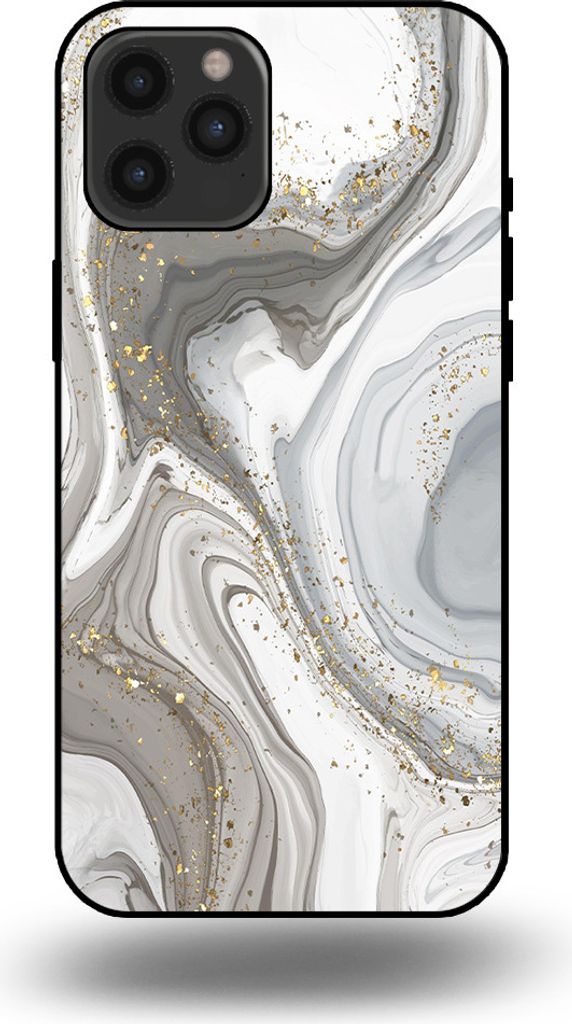 Smartphonica Handytasche passend für iPhone 12 Pro Max mit Marmordruck - TPU Rückseitenschutzhülle Marmordesign - Silber