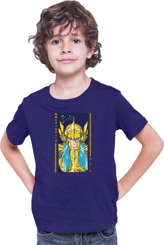 Kinder T-Shirt Japan Anime Manga Saint Anime Seiya Pisces Pisces, 9-11 Jahr - 140 / Dunkelblau