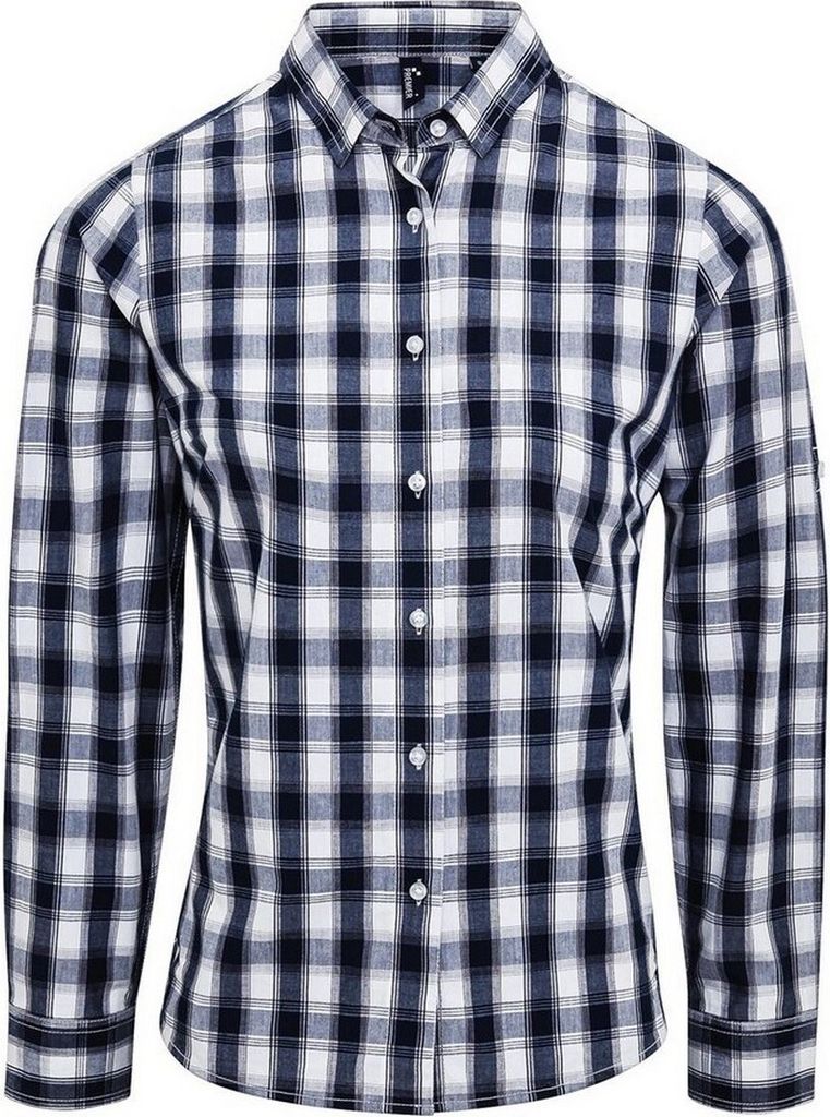 Premier - "Mulligan" Hemd für Damen Langärmlig RW10187 (L) (Weiß/Marineblau)