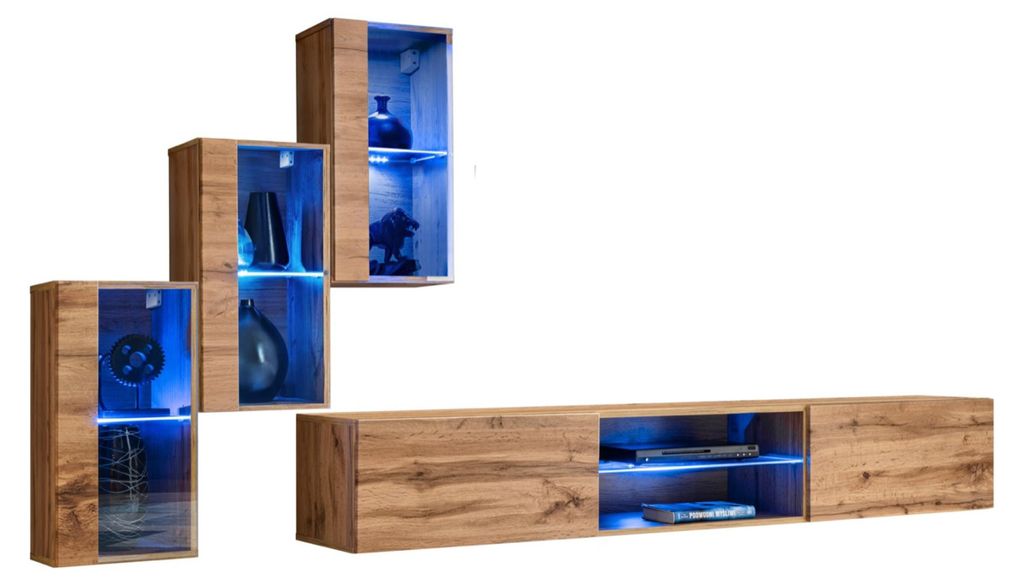 Modern Möbel Wohnwand Designer Set 4tlg Wand Regale Einrichtung Neu