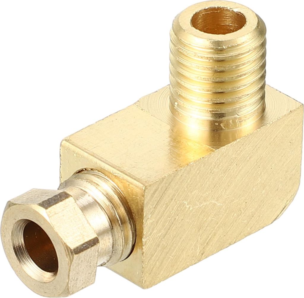 1 Stück M8x1 Universal 90 Grad Winkel Messingverschraubung - Autoanschlussadapter für 4mm - Messing Goldfarben