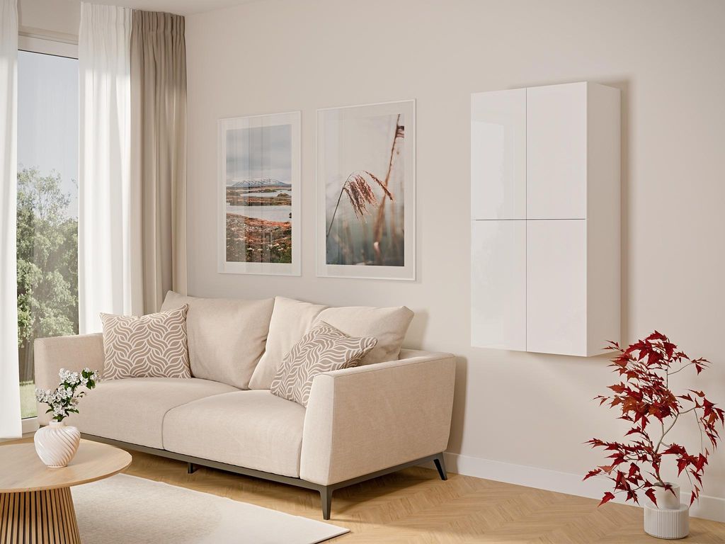 Szafka wisząca do sypialni biała 120x60x34 cm 2 drzwi Zdjęcie produktu 