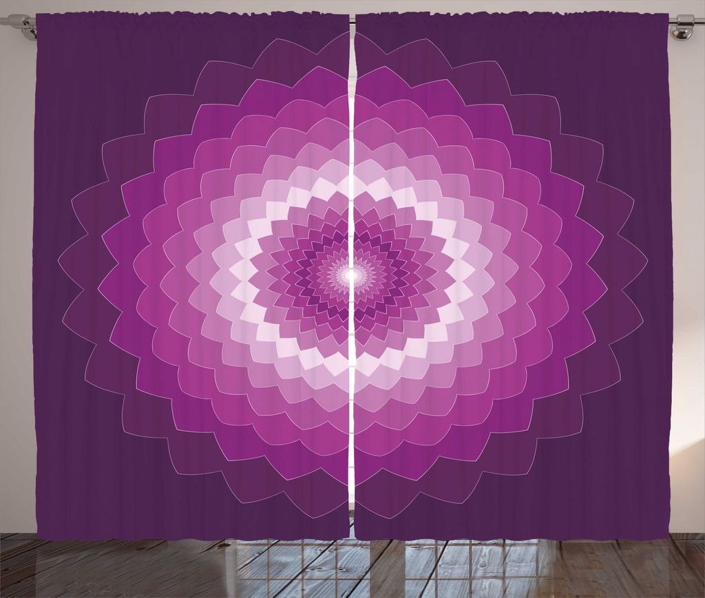 ABAKUHAUS Floral Rustikaler Vorhang, optische Carnation, Wohnzimmer Universalband Gardinen mit Schlaufen und Haken, 280 x 175 cm, Lila Magenta Weiß