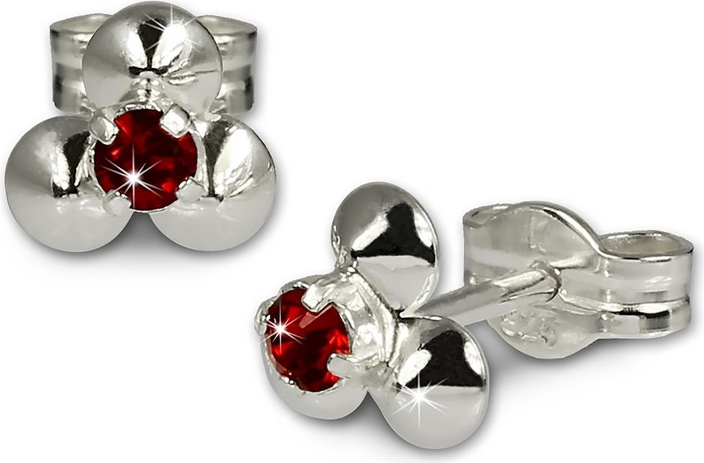 SilberDream Ohrstecker für Damen 925 Silber rot Blümchen Ohrringe 6mm SDO530R