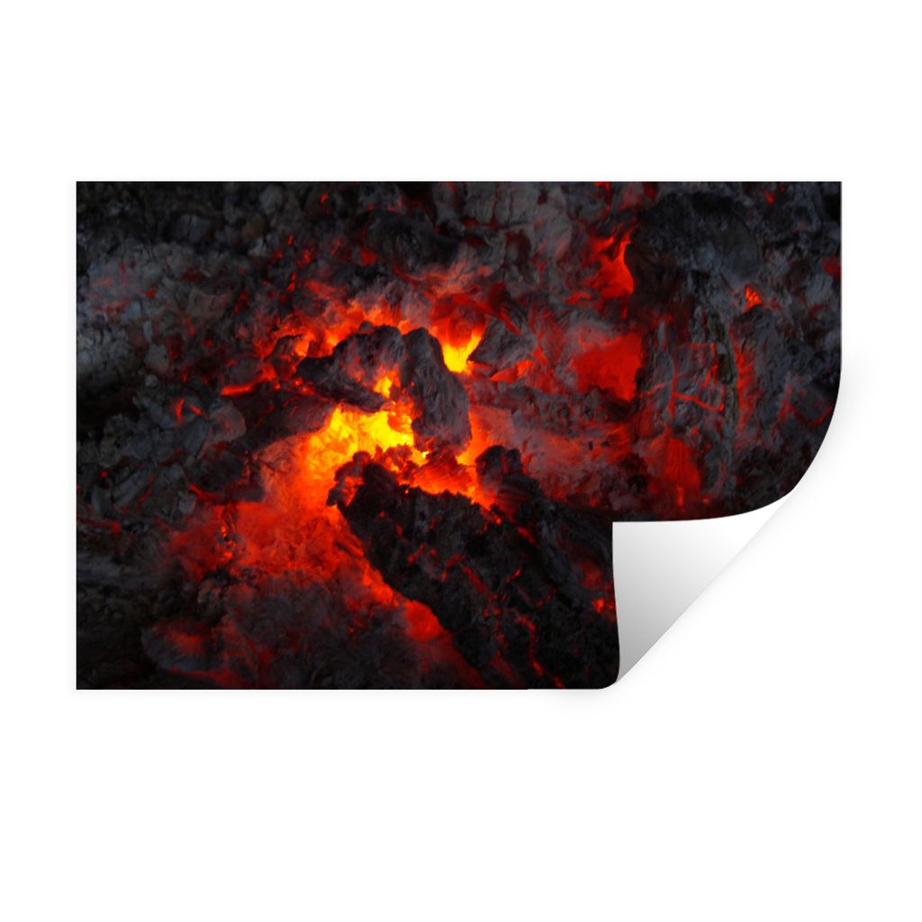 MuchoWow Wandtattoo Wandsticker Wandaufkleber Lava zwischen Steinen 120x80 cm Selbstklebend und Repositionierbar - Selbstklebend - Fototapeten