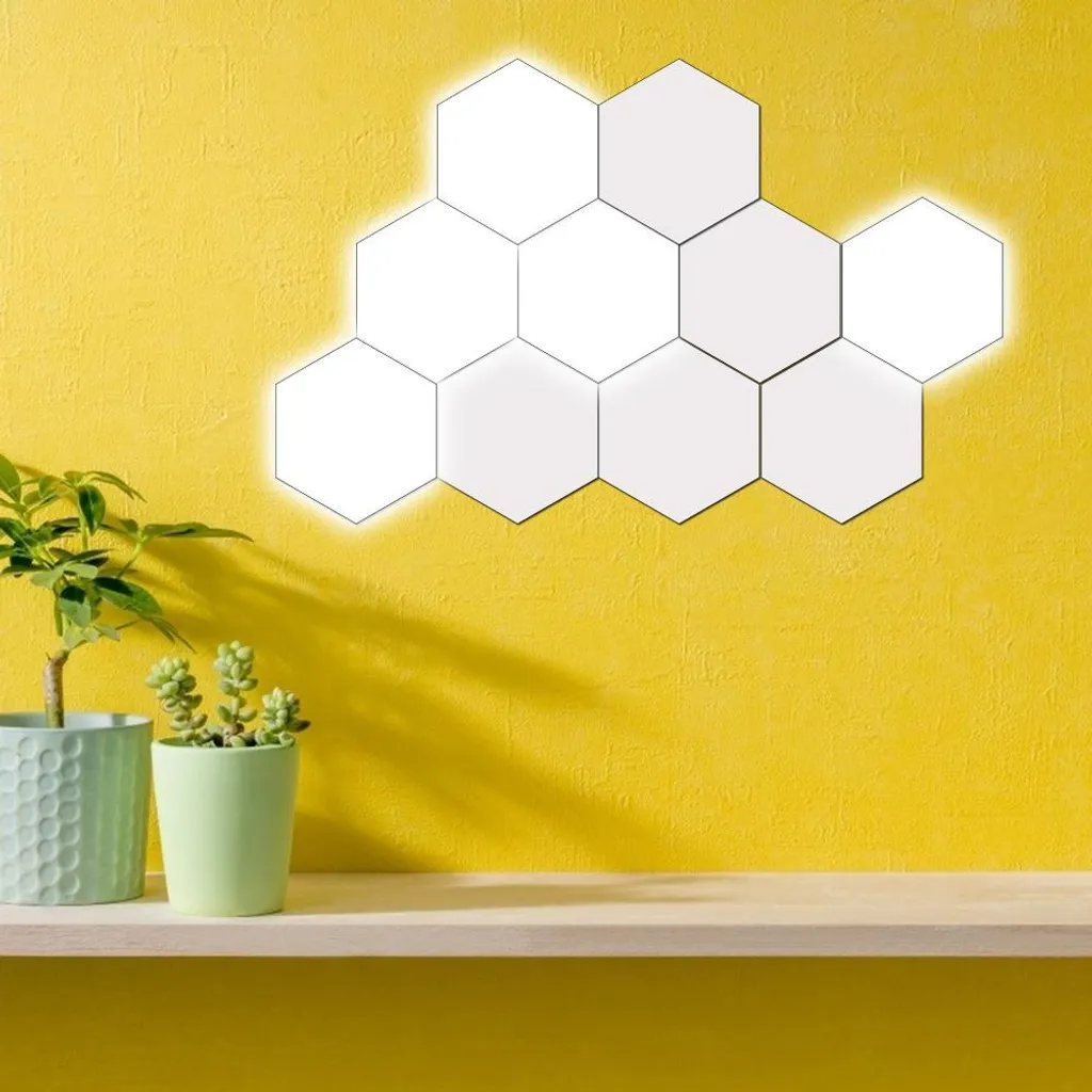 Lampe murale hexagonale décorative LED pour chambre et salon - Set de 6 - 3