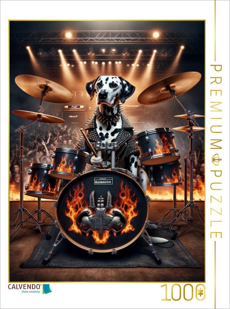 CALVENDO Puzzle Dalmatiner Drummerqueen | 1000 Teile Lege-Größe 64x48cm Foto-Puzzle für glückliche Stunden