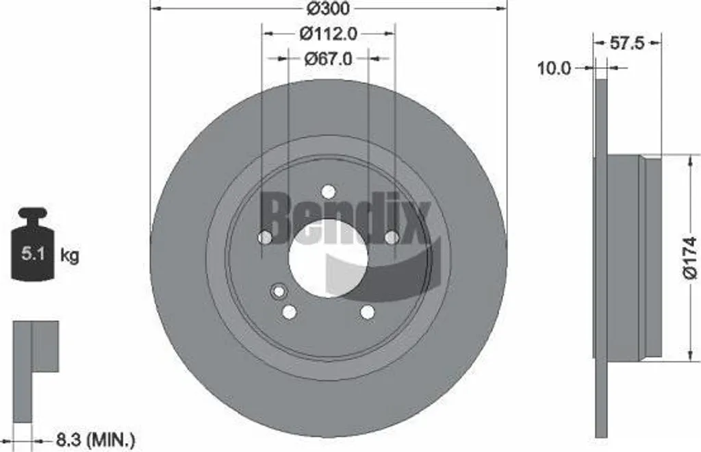 Disque de frein Bendix BDS1202 Haute Performance - Compatible 2044230612