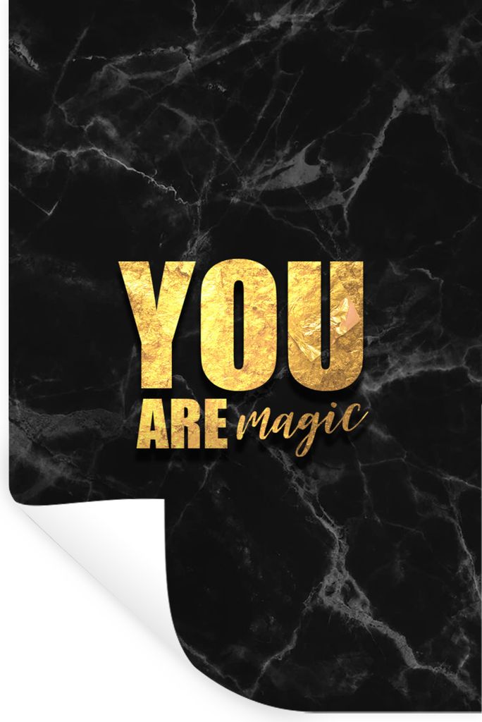 MuchoWow Wandtattoo Wandsticker Wandaufkleber Zitate - Magie - Gold - Marmor 80x120 cm Selbstklebend und Repositionierbar - Repositionierbar - Wa...