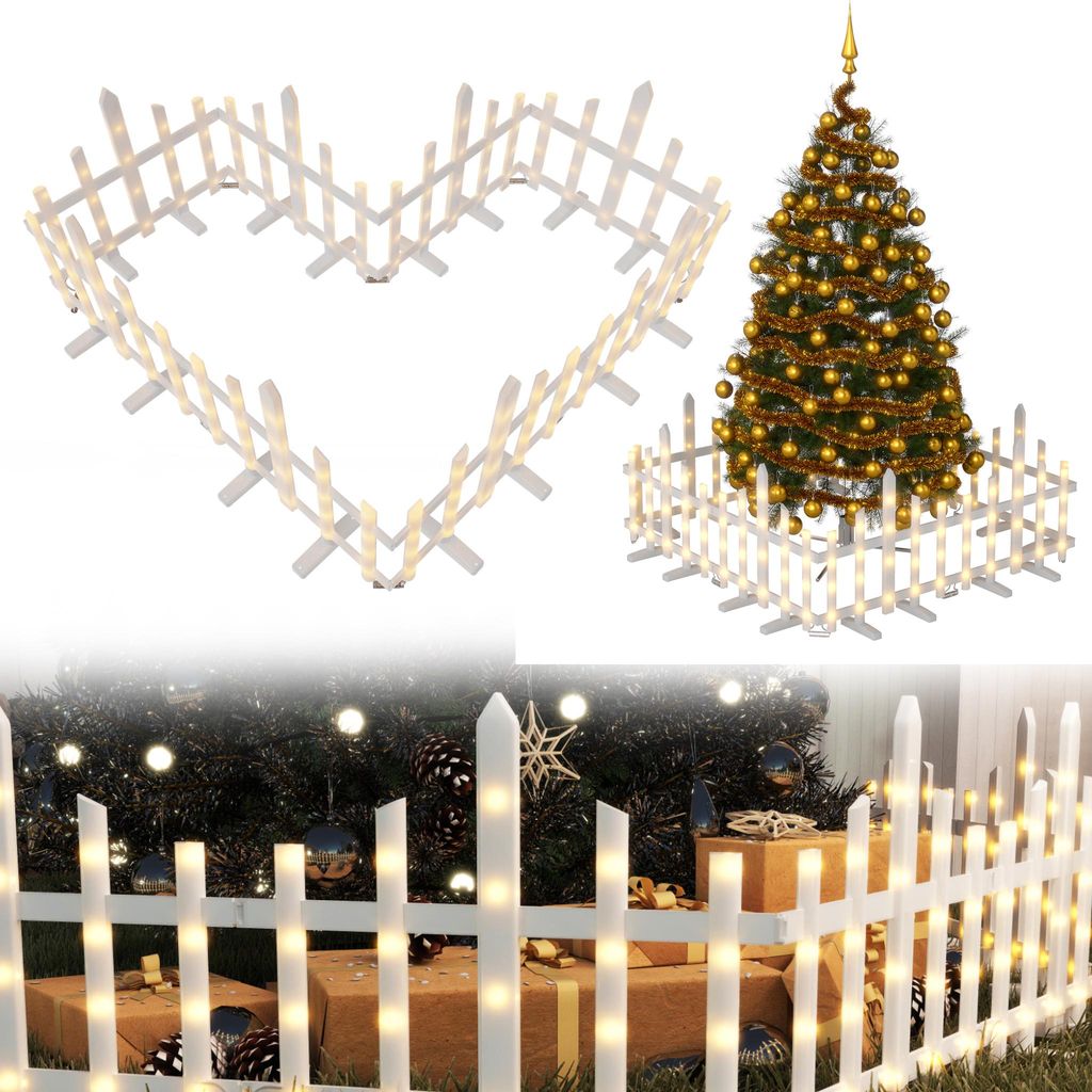 UISEBRT LED Weihnachtsbaumzaun 3,5m 10 Stück Warmweiß Lampe, 8 Lichtmodi, IP44, Kunststoffzaun für Weihnachten, Hochzeit, Haus Deko