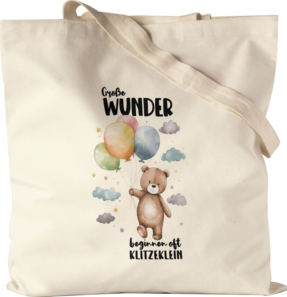 Große Wunder beginnen oft klitzeklein Jutebeutel Das Baby Kommt Geschenk Baby Kind