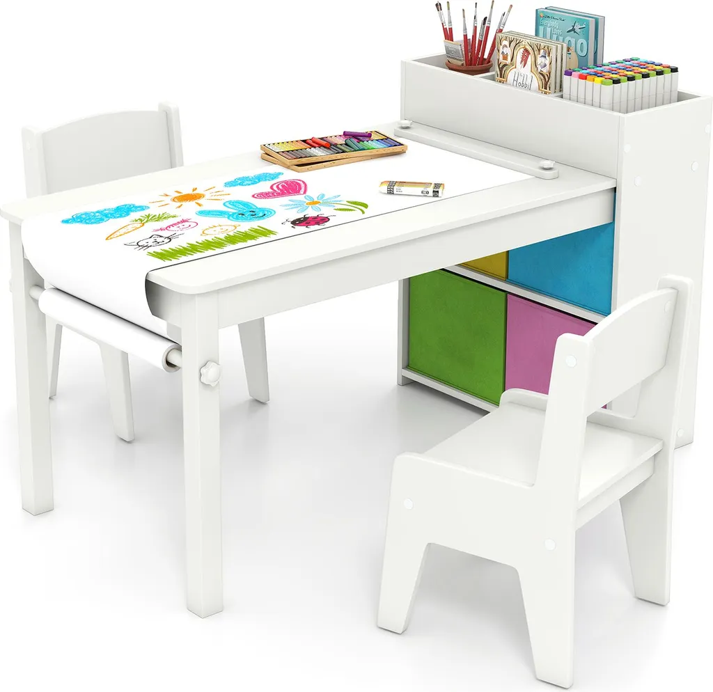 Ensemble table de dessin pour enfant de 3 ans et plus avec chaises