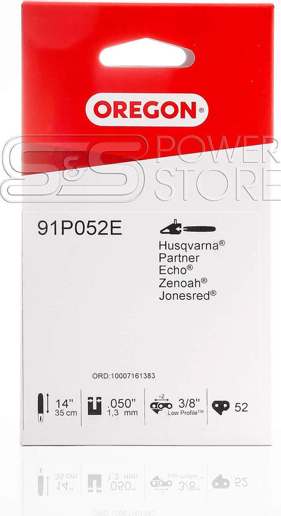 The image shows the packaging of a chainsaw chain.