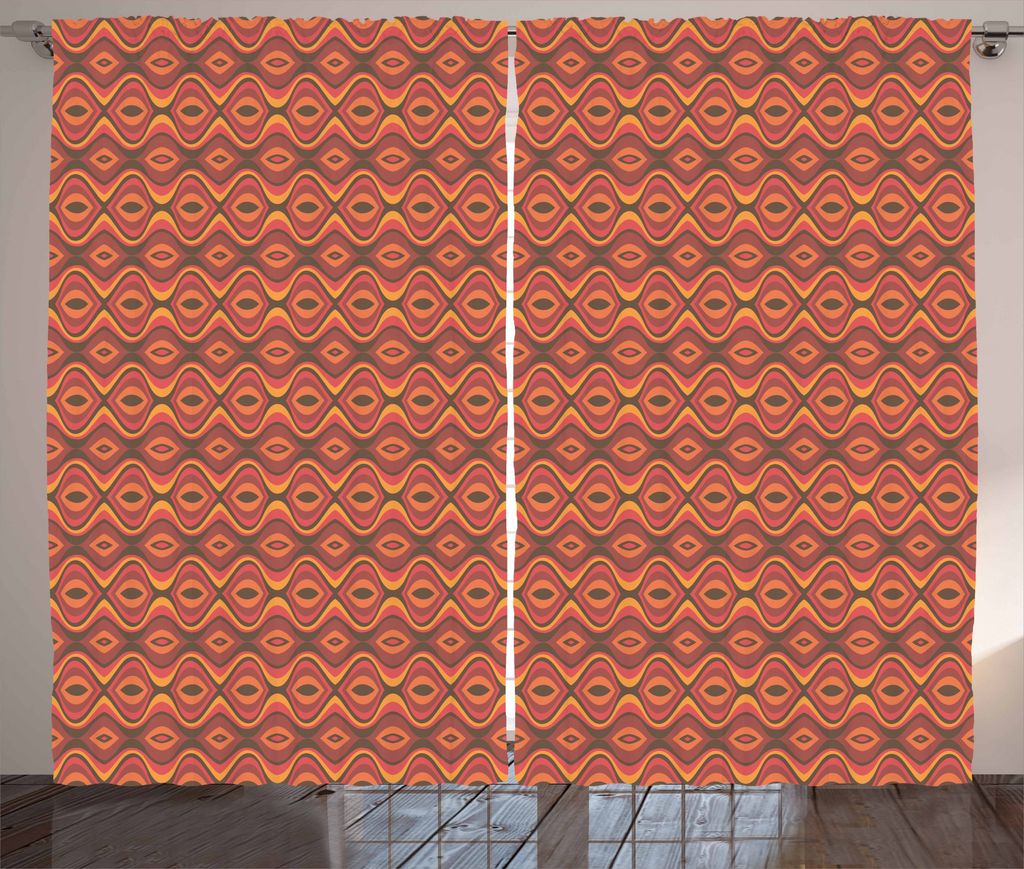 ABAKUHAUS Geometrisch Rustikaler Gardine, Lebendige afrikanische Streifen, Schlafzimmer Kräuselband Vorhang mit Schlaufen und Haken, 280 x 225 cm,...