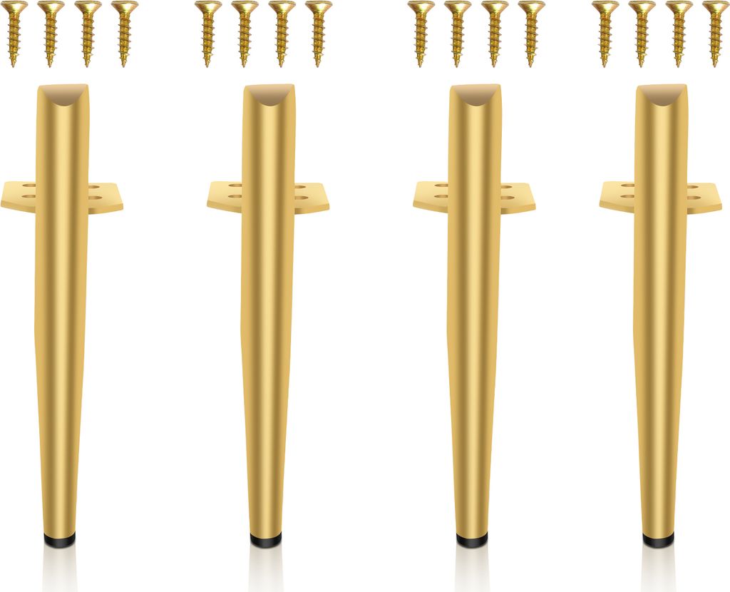 Bettizia 4er Set Möbelfüße Tischbein Set Sofafüße Möbelbeine Bettstützen Sofafüße Schrankfuß Möbelbeine Metall Füße Gold 13cm