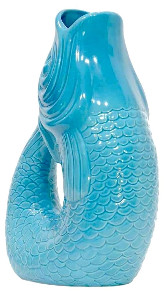 Monsieur Carafon -Vase/Blumenvase - Steingut - S - Lagoon/Blau - 17 x 10 x 24,3 cm - 1,2 Liter