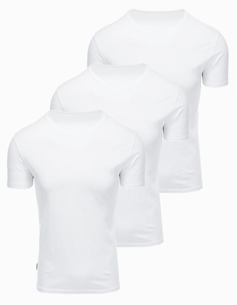 OMBRE T-Shirt Set Basic Rundhals Baumwolle OM-TSBS-0268 white M
