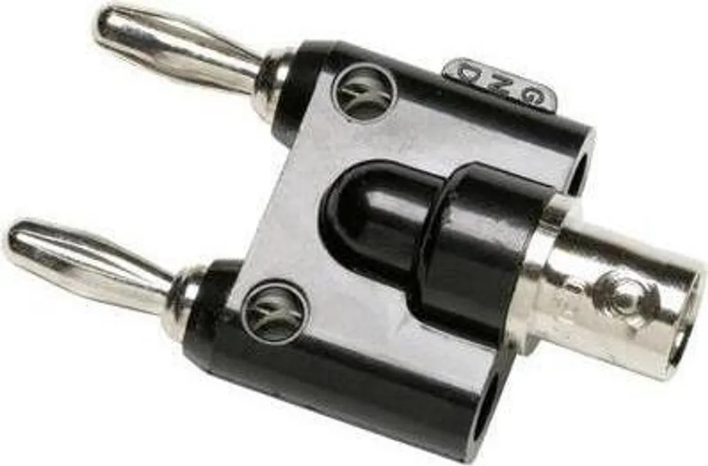Adaptateur BNC mâle vers double fiche banane 4mm isolée 500V