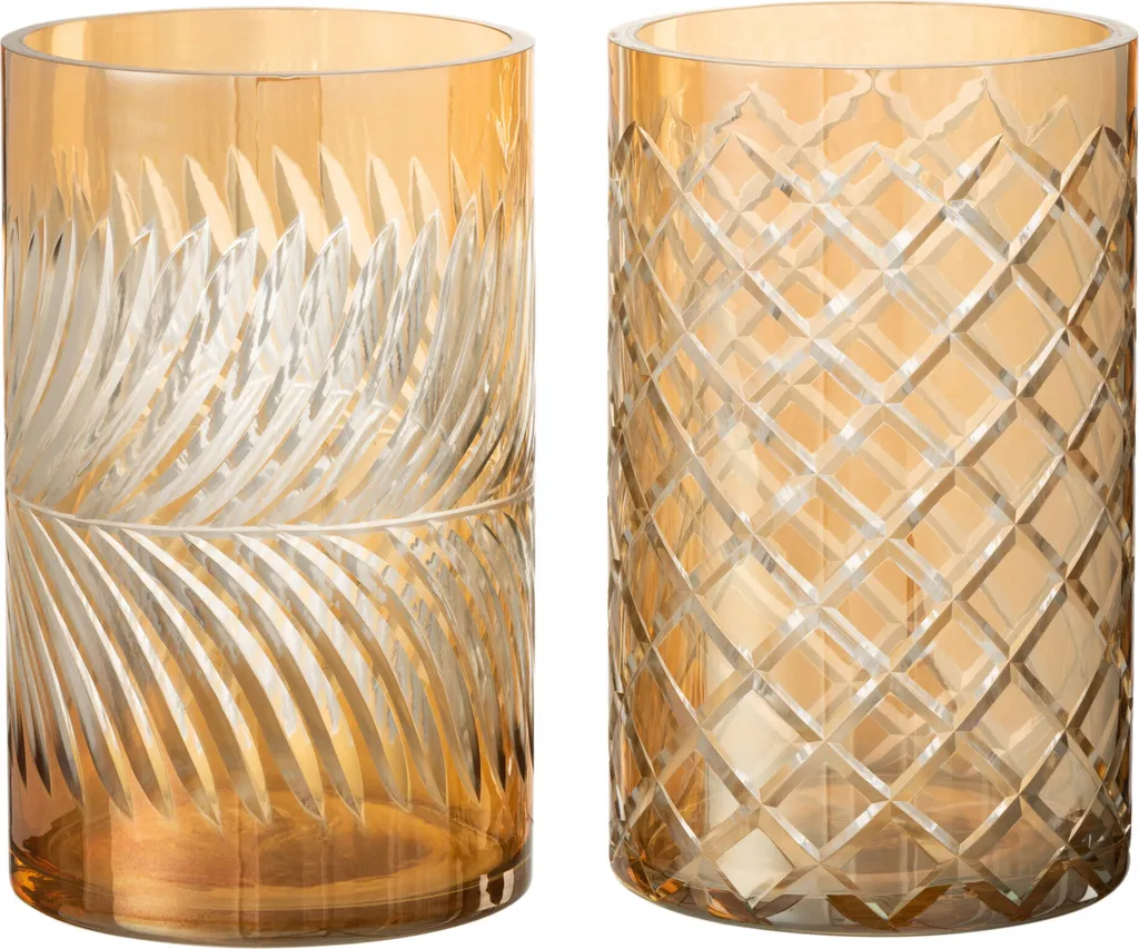Lanterne de Salon Or et Verre pour Ambiance Chaleureuse - Set de 2 Grand