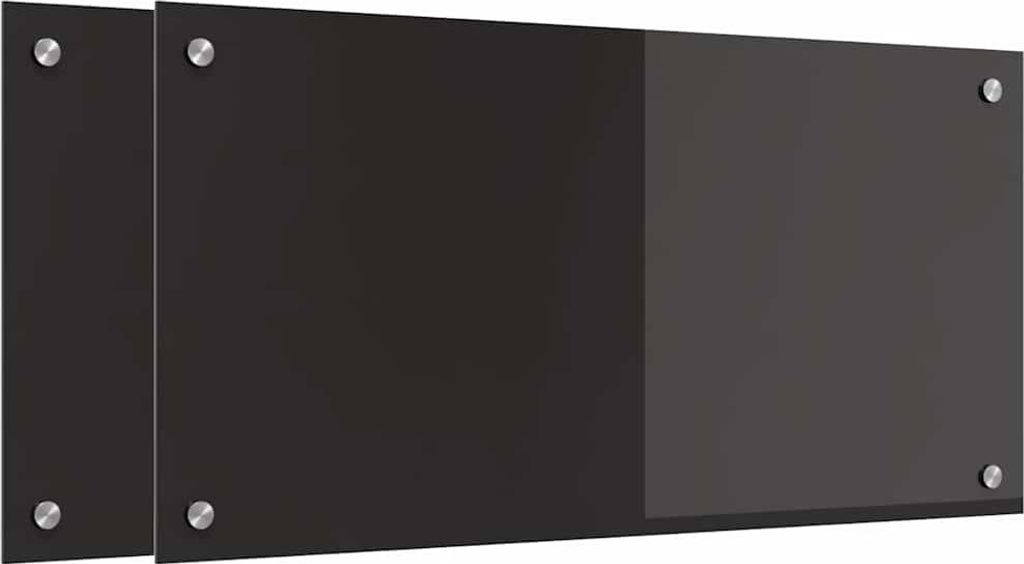 Küchenrückwand 2 pcs Schwarz 80 x 40 cm Gehärtetes Glas