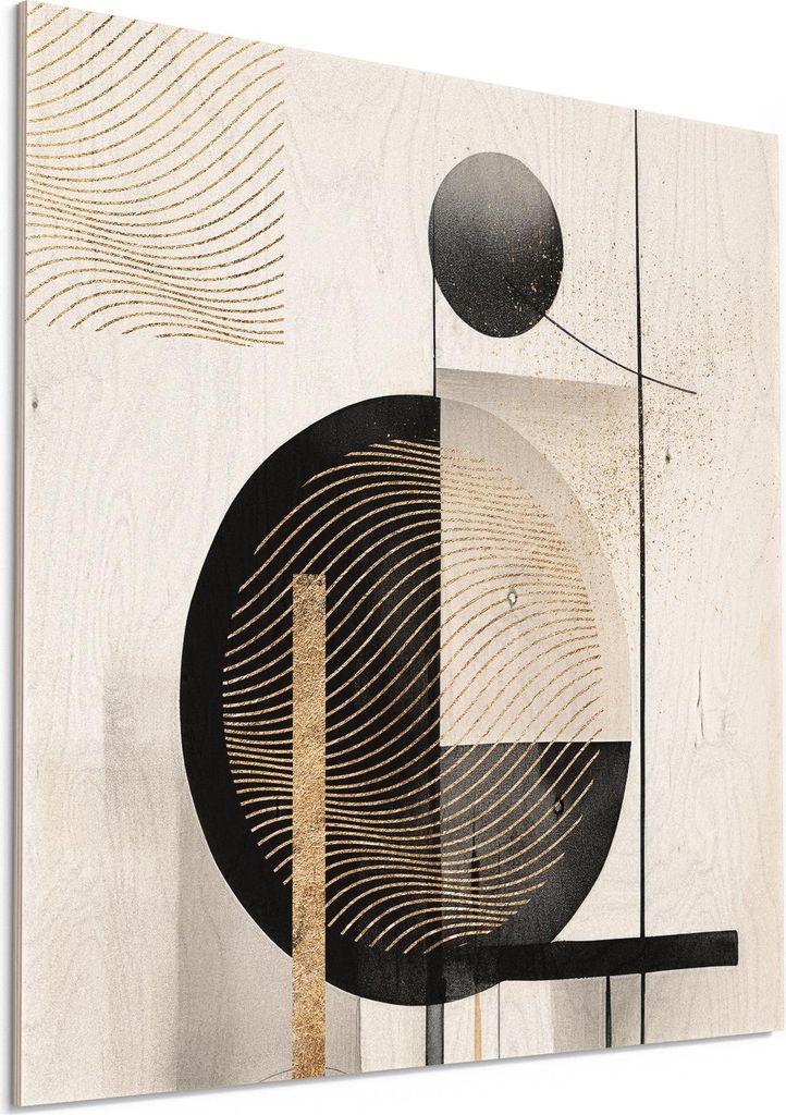 DEQORI Holzbild 50x50 cm 'Wellen und Winkel' Bild auf Holz Wandbild Kunstdruck nachhaltig