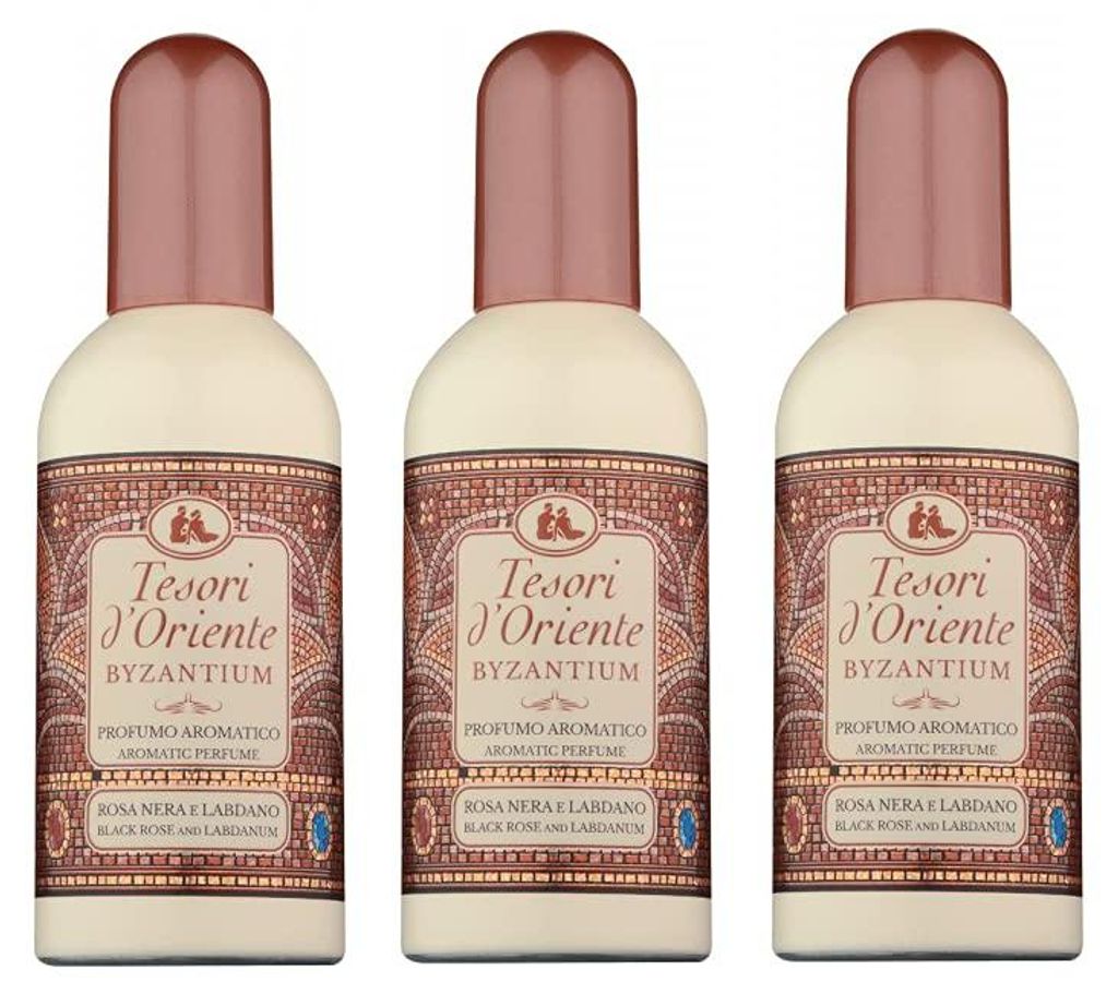 3x Tesori d'Oriente EDT Byzantium Rosa Nera e Labdano Parfüm Schwarze Rose und Labdanum 100ml Eau de Toilette