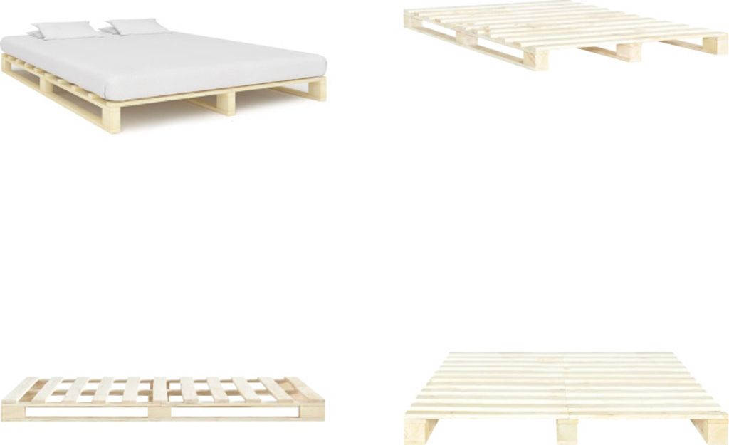 vidaXL Palettenbett Massivholz Kiefer 200×200 cm - Bettgestell - Bettgestelle - Bettrahmen - Bett