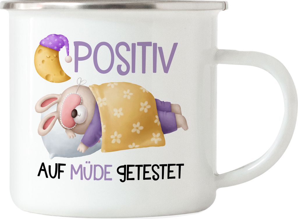Positiv Auf Müde Getestet Emaille Tasse Träumer Langschläfer Bär Schlaftier Polster Wolke Müdigkeit Schlafmütze