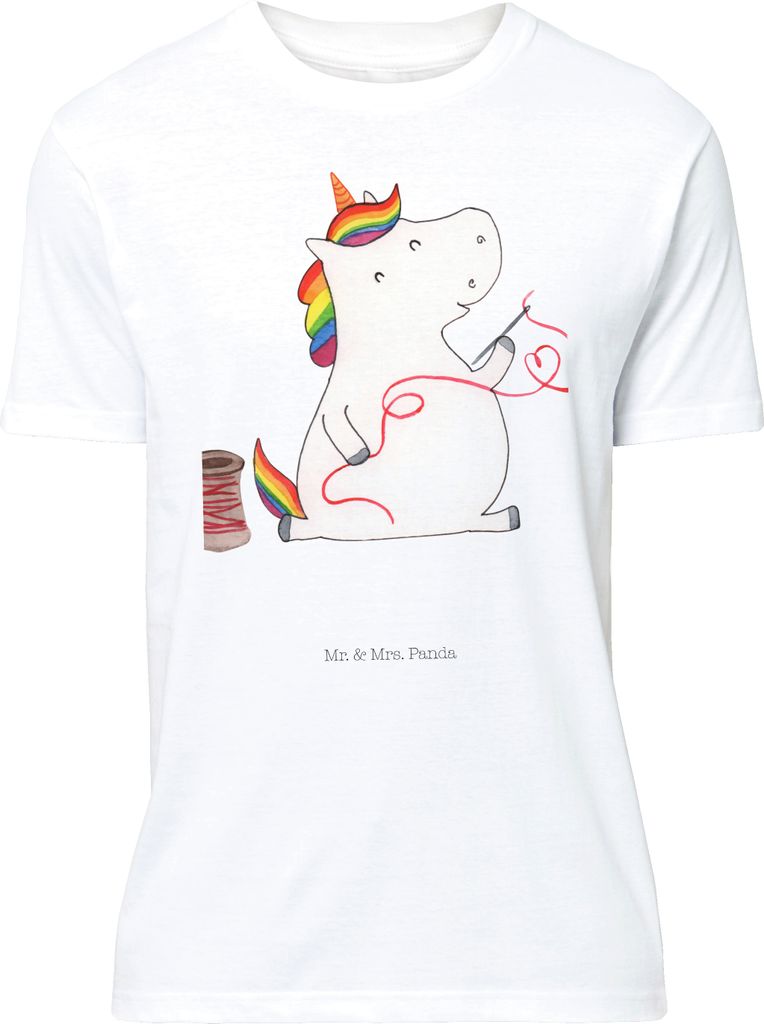 Mr. & Mrs. Panda Tshirt Einhorn Näherin - Weiß - Geschenk, Produktbild 