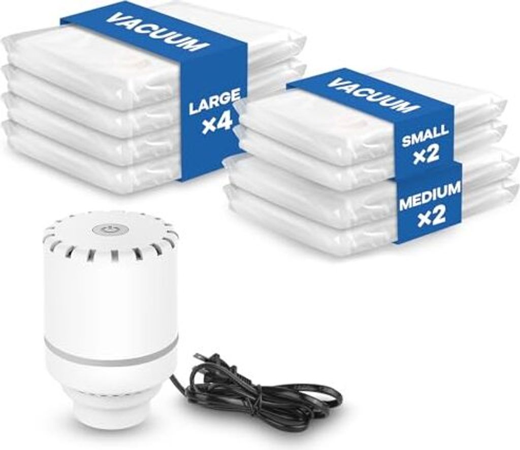 Elektrisches Pumpen Vakuumkleid, 8 Vakuumbeutel (4 groß, 2 mittel, klein), saisonale Kleidung, Reisebereich und Bettwäsche