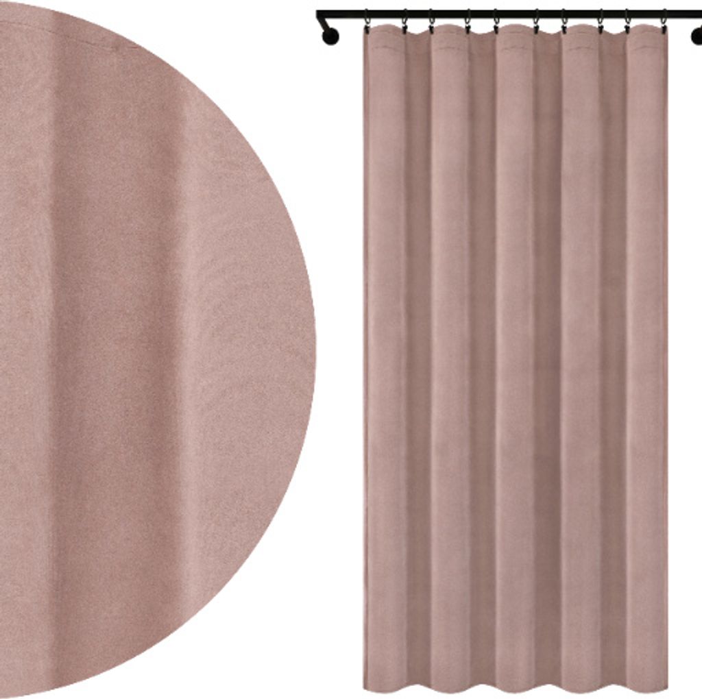 Fertig Vorhang aus Velours mit Kräuselband 140x250 cm Beigefarben Blickdichte Gardine