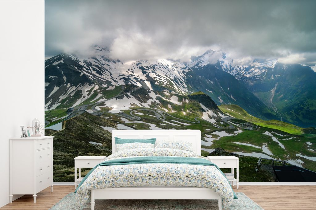 MuchoWow Fototapete für Wohnzimmer oder Schlafzimmer Wandtapete Vinyl Motivtapete Panoramablick von der Großglockner Hochalpenstraße in Öster...