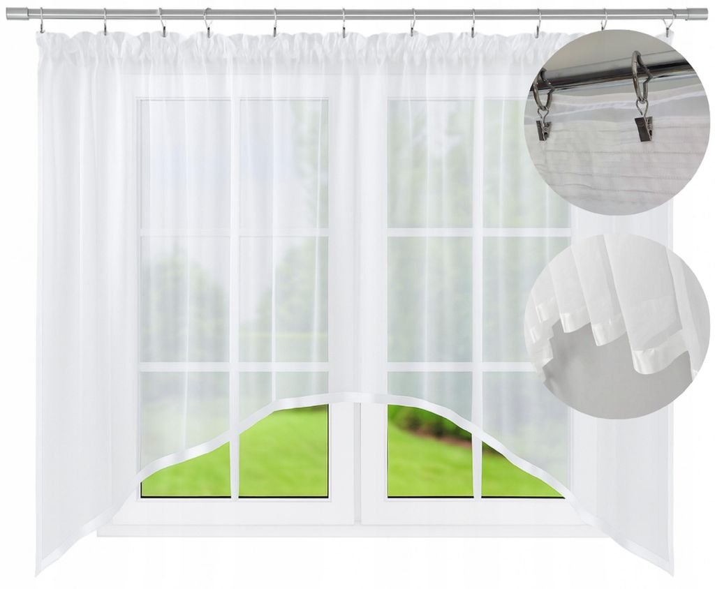 NOW-ART Záclona s diskem Voile White 200x150 cm - 1 kus - Obrázek produktu 