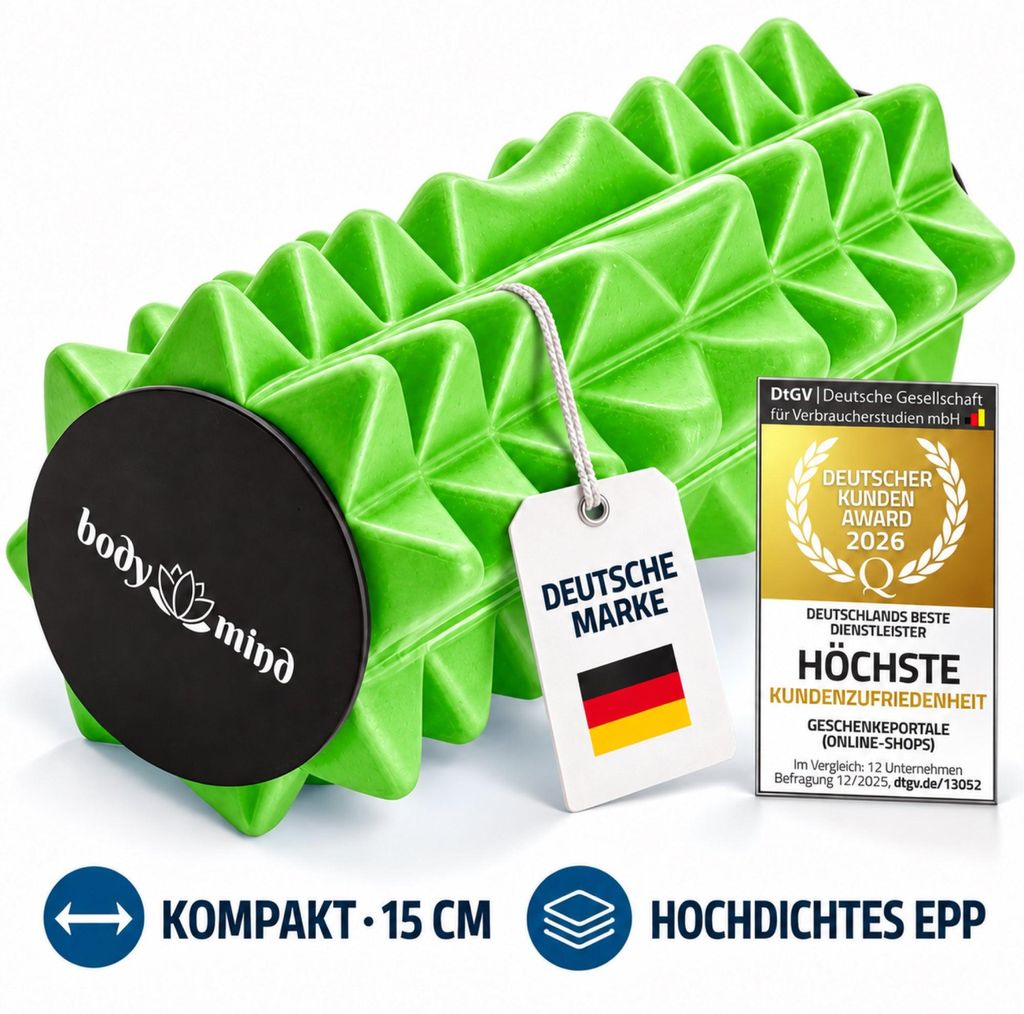 Body & Mind Mini-fascieroller, groen (15,5 x 6 cm) – Productafbeelding 