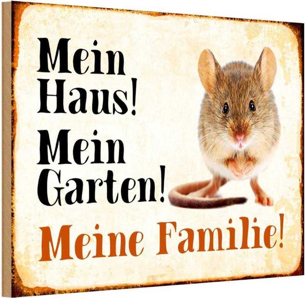vianmo Holzschild 20x30 cm Tiere Maus mein Haus Garten Familie Tier Haustier