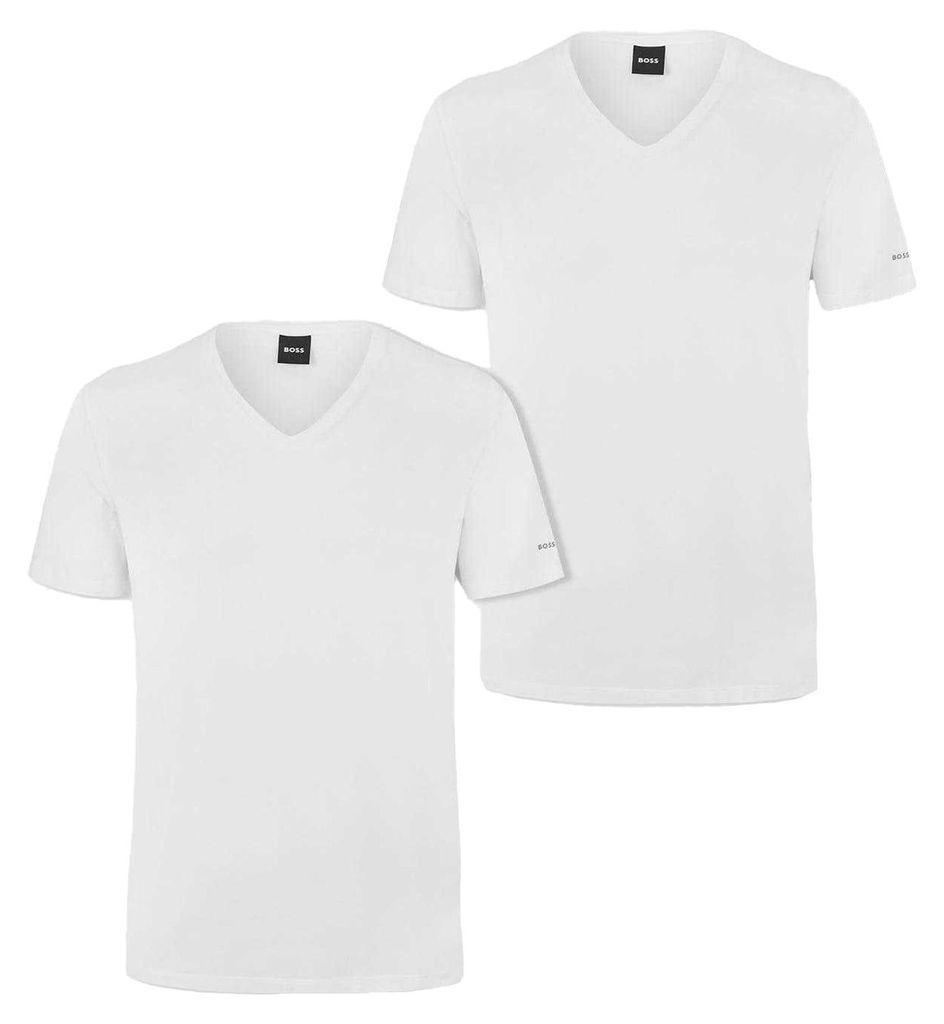 Boss - "Spirit" T-Shirt für Herren, V-Ausschnitt, Schmal (2er-Pack) GT17944 (S) (Weiß)