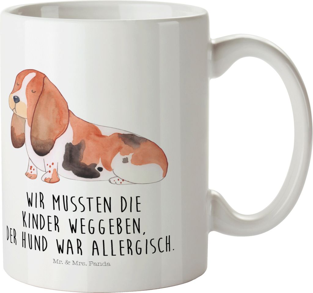 Mr. & Mrs. Panda Pott Hund Basset Hound - Weiß - Geschenk, Haferl, Hundemama, Kunststoffbecher, Plastikbecher, Sprüche, Kindertasse, Lustig, Trin...