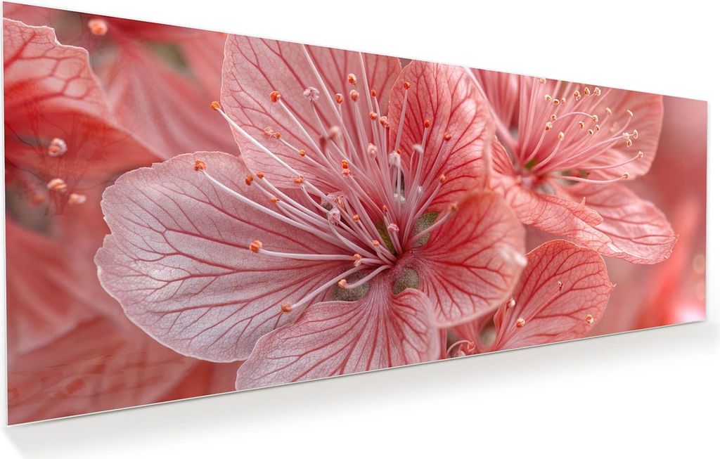 Glasbild 125x50cm in XXL für Wohnzimmer, Schlafzimmer Motiv Blumenpracht