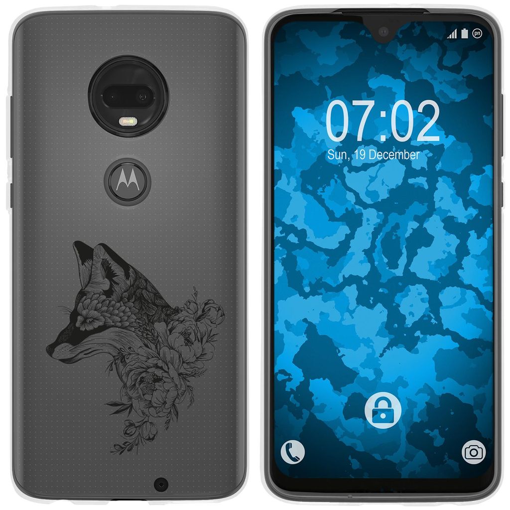 PhoneNatic Case kompatibel mit Motorola Moto G7 Silikon-Hülle Floral Fuchs M1-1