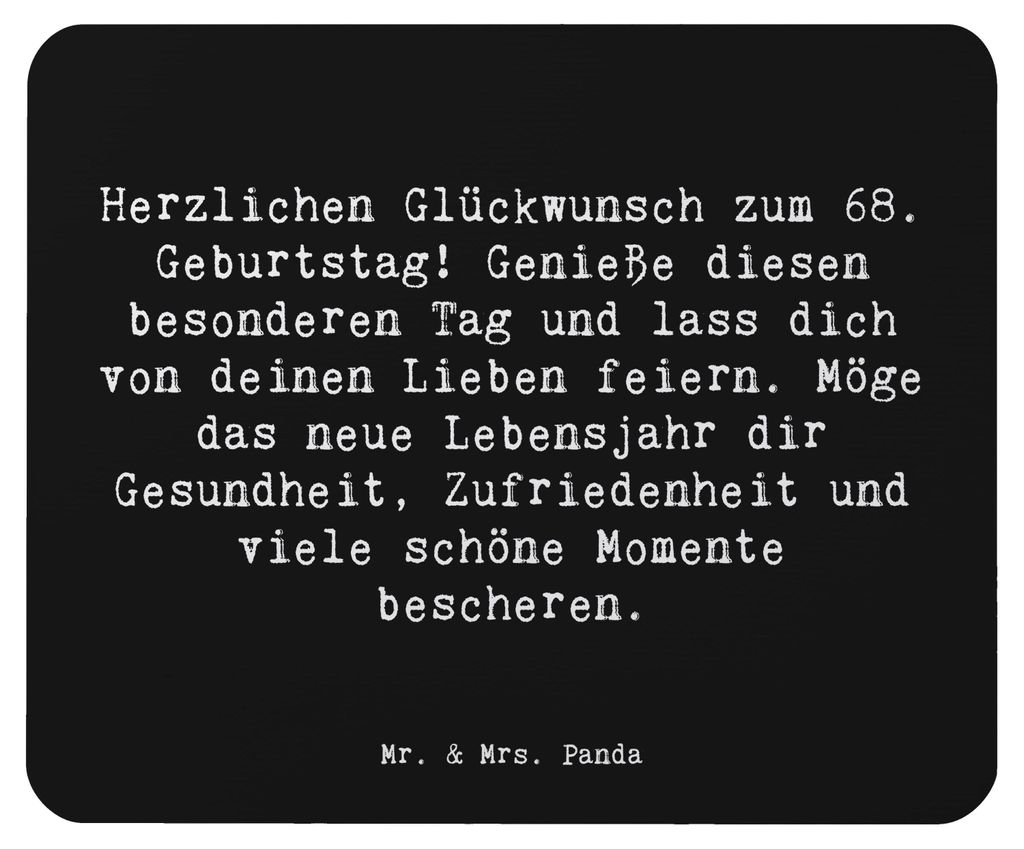 Mr. & Mrs. Panda Mouse Pad Spruch 68. Geburtstag Freude - Schwarz - Geschenk, herzlichen Glückwunsch, Freundschaft, Alter, pc mousepad, Familie, M...