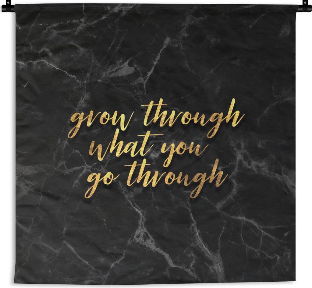 MuchoWow Wandteppich Wandbehang Zitate - Motivation - Gold - Marmor 150x150 cm Tapisserie Dekoration Wandtuch - Wohnaccessoires - Modernes