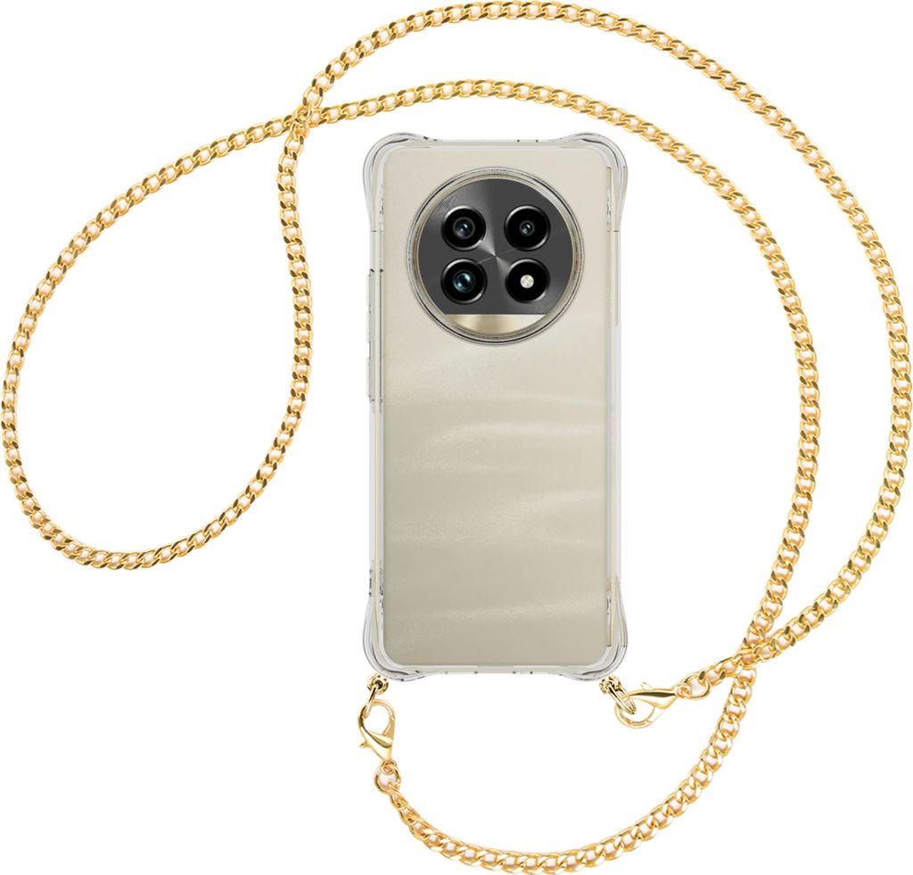 Handykette Backcover-Schutzhülle mit Band (Metall goldfarben) für Realme 13 Pro 5G - goldfarbene Kette