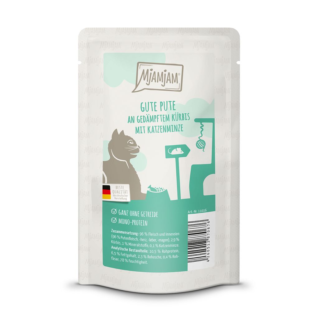 Mjamjam Quetschie gute Pute an gedämpftem Kürbis 125gx12