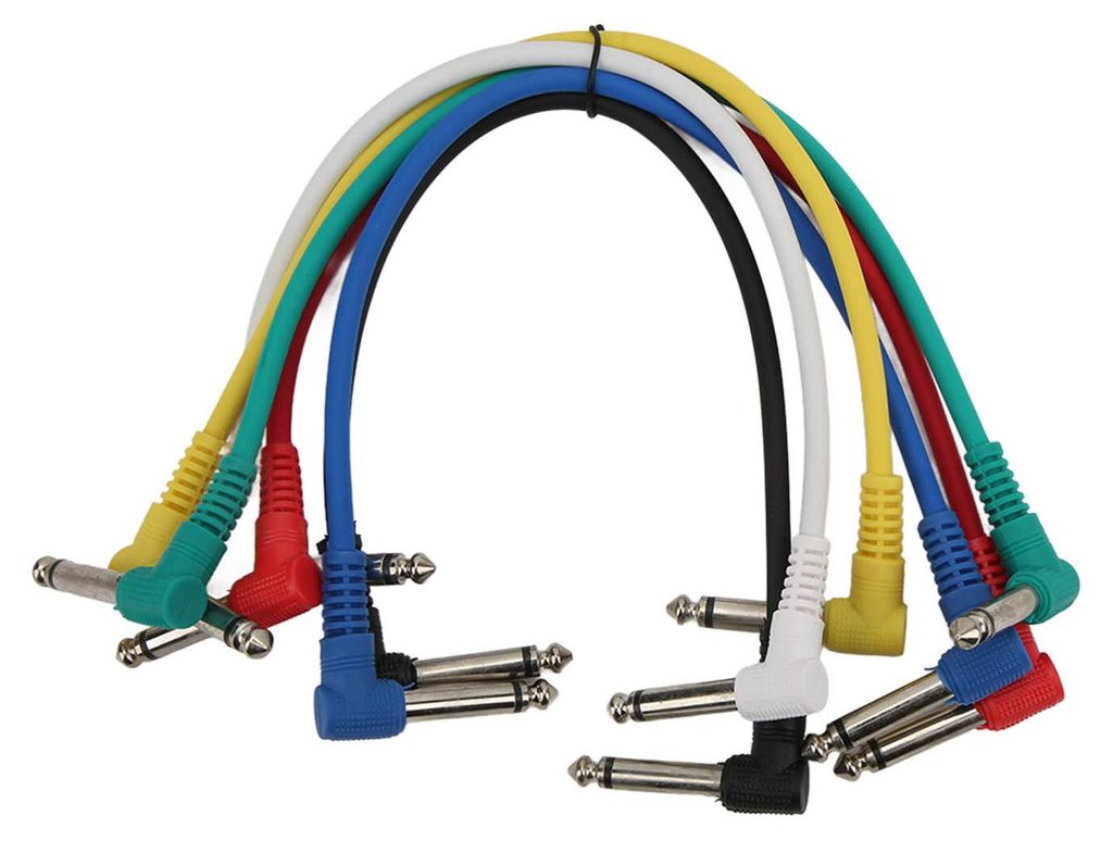6er-Set Effektkabel, farbig abgeschirmt, Rauschunterdrückungs-Patchkabel für E-Gitarre und Bass