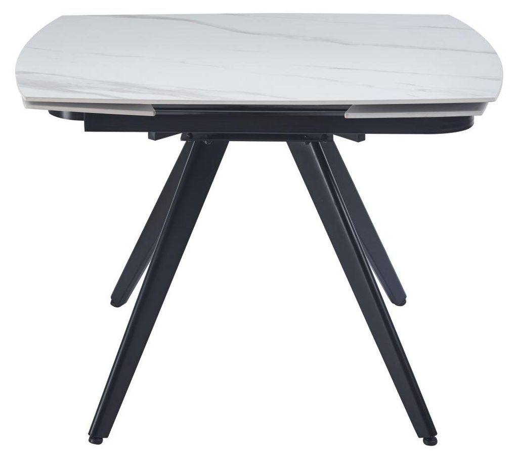 Stół do jadalni 80 x 120 cm kolor biały marmur i biały Zdjęcie produktu 