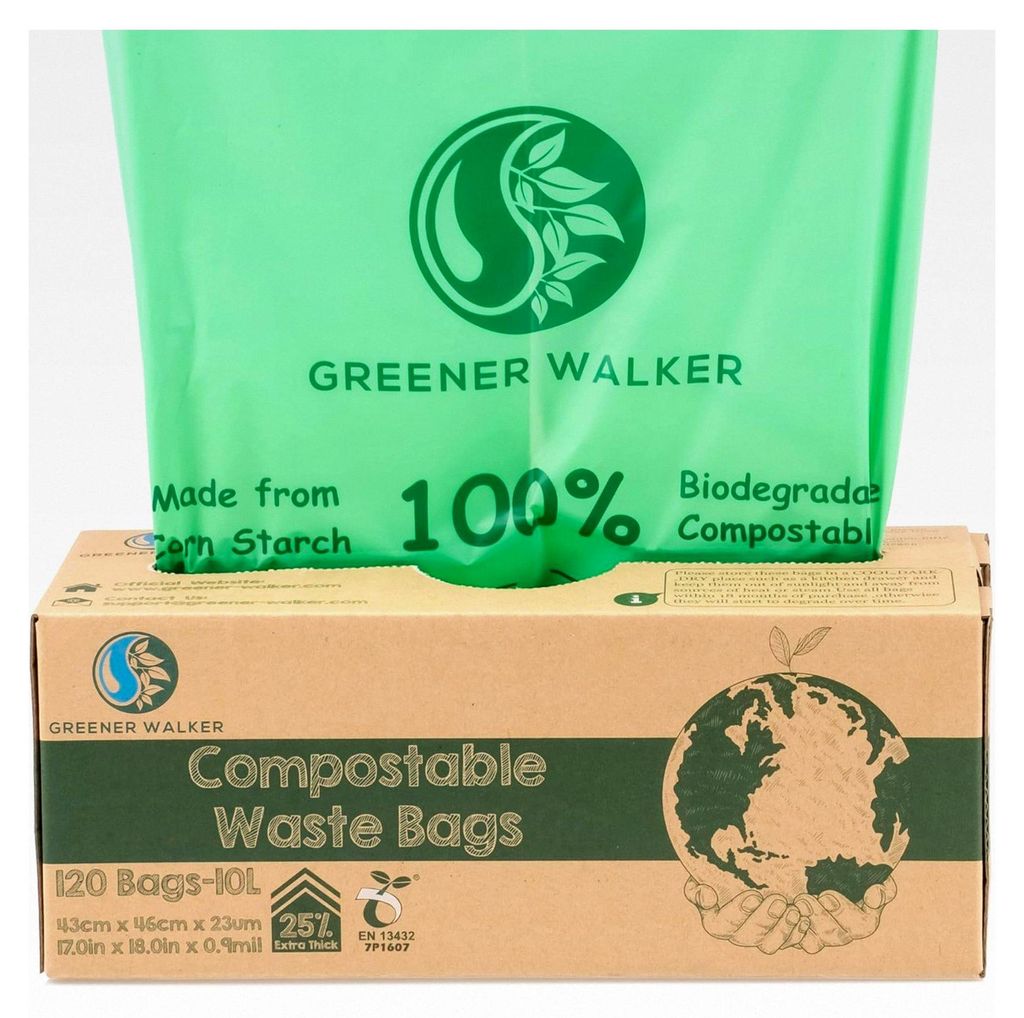 Kompostierbare biologisch abbaubare Müllbeutel 6L/10L/30L (10L - 120 Müllsäcke)